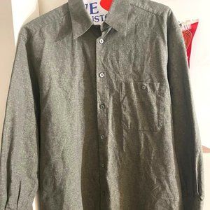 Ermenegildo Zegna Hunter Green Silk Cotton Blend Long Sleeve Shirt Size Large